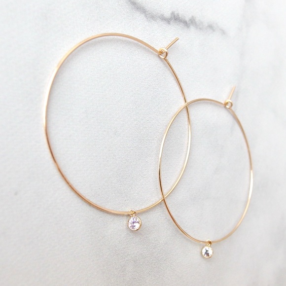 instant crush jewelry Jewelry - Large diamond cz hoop earrings 14k GF